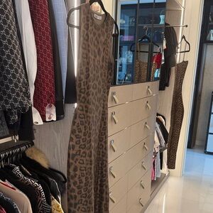 Zara Brown Leopard Print Midi Dress